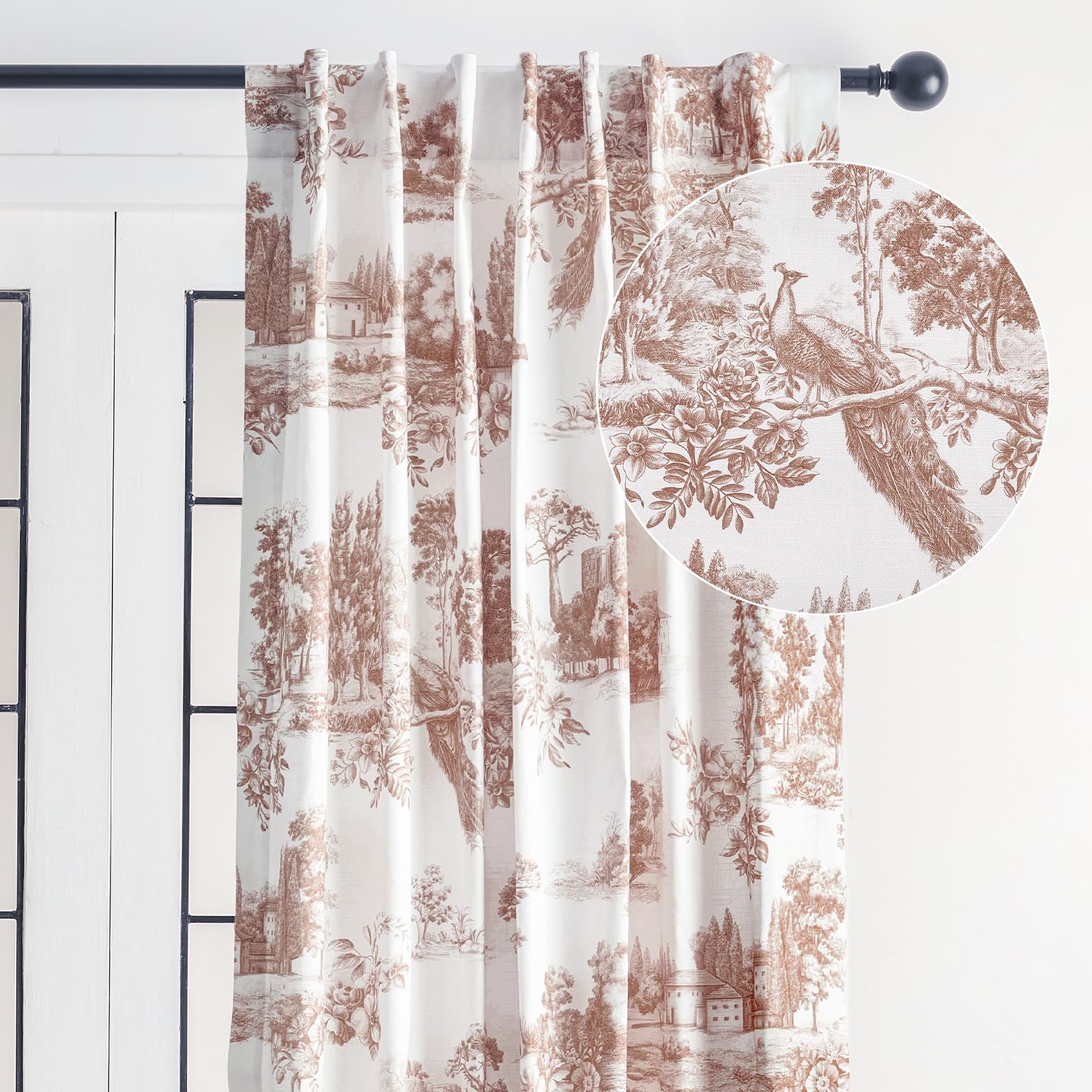 Maison D' Hermine 100% Cotton Curtain Trianon Brown One Panel Curtains For Living Rooms Bedrooms Offices Tailored With A Rod Poc