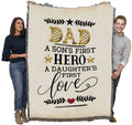 Pure Country Weavers Dad - Son'S First Hero Daughter'S First Love Blanket - Gift Tapestry Throw Woven From Cotton - Made In The