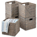 Best Choice Products 12x12in Hyacinth Baskets, Rustic Set Of 5 Multipurpose Collapsible Storage Organizer, Handwoven Laundry Tot