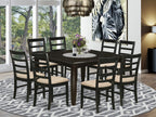 East West Furniture PARF9-CAP-C 9 Piece Dining Table Set Includes a Square Dining Room Table with Butterfly Leaf and 8 Linen Fabric Upholstered Chairs, 54x54 Inch, Cappuccino