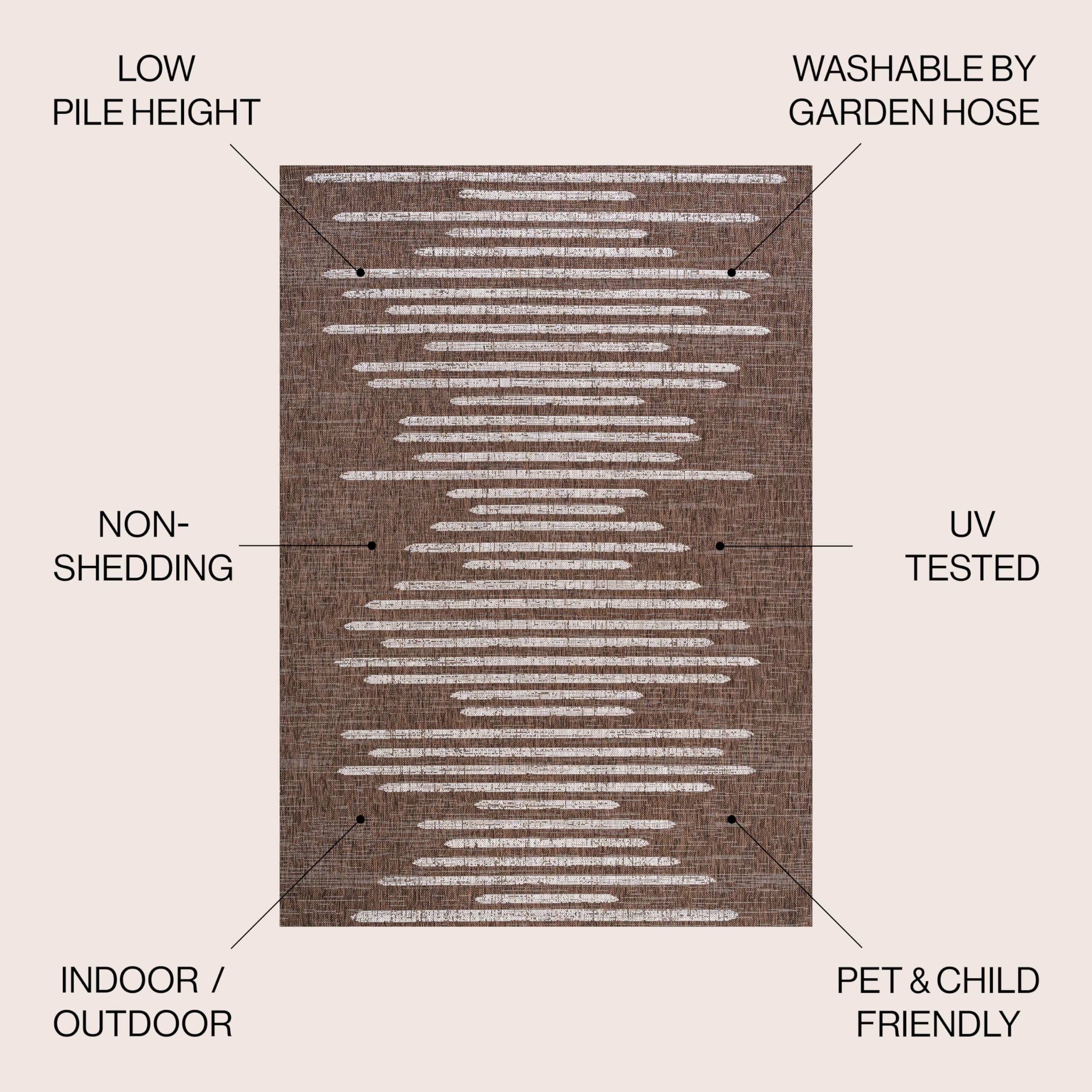 Jonathan Y Smb124B-4 Zolak Berber Stripe Geometric Indoor Outdoor Area-Rug Bohemian Contemporary Easy-Cleaning Bedroom Kitchen Backyard Patio Non Shedding, 4 X 6, Brown/Beige