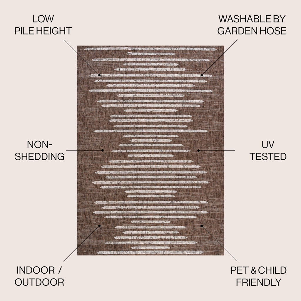 Jonathan Y Smb124B-3 Zolak Berber Stripe Geometric Indoor Outdoor Area-Rug Bohemian Contemporary Easy-Cleaning Bedroom Kitchen Backyard Patio Non Shedding, 3 X 5, Brown/Beige