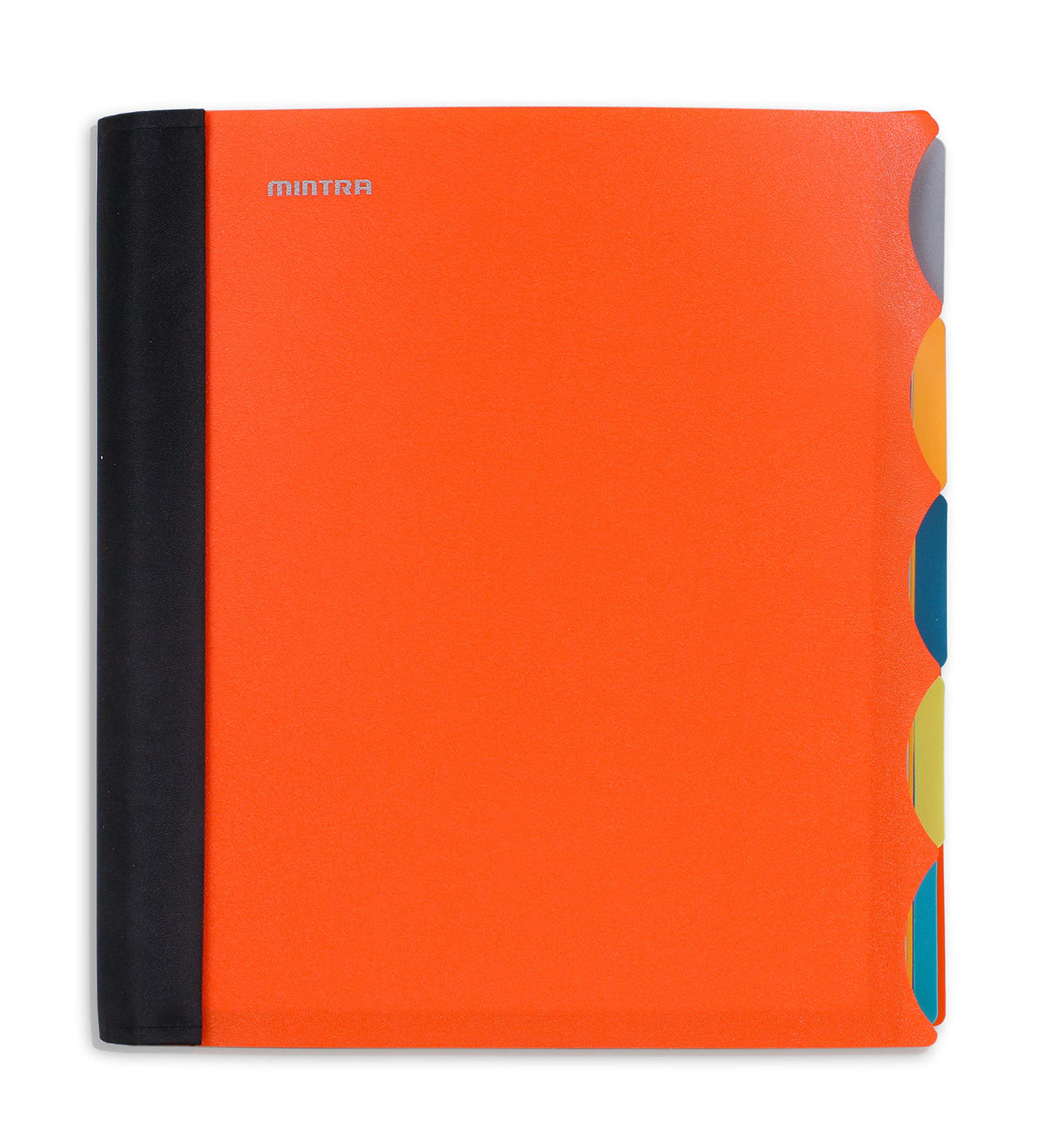 Mintra Office Durable Premium Spiral Notebook, ((Orange, 5 Subject, 8.5In X 11In)), Fabric Covered Coils, No Snags, Removable Ad