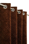 Kiara Creations Velvet Emboss Damas Room Darkening Grommet Curtains for Window 5 Feet (Pack of 2) Brown