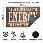 Luvadian Funny Welcome Mats For Front Door - Please Be Mindful Of The Energy You Bring Into This Space, Check Your Energy Door M