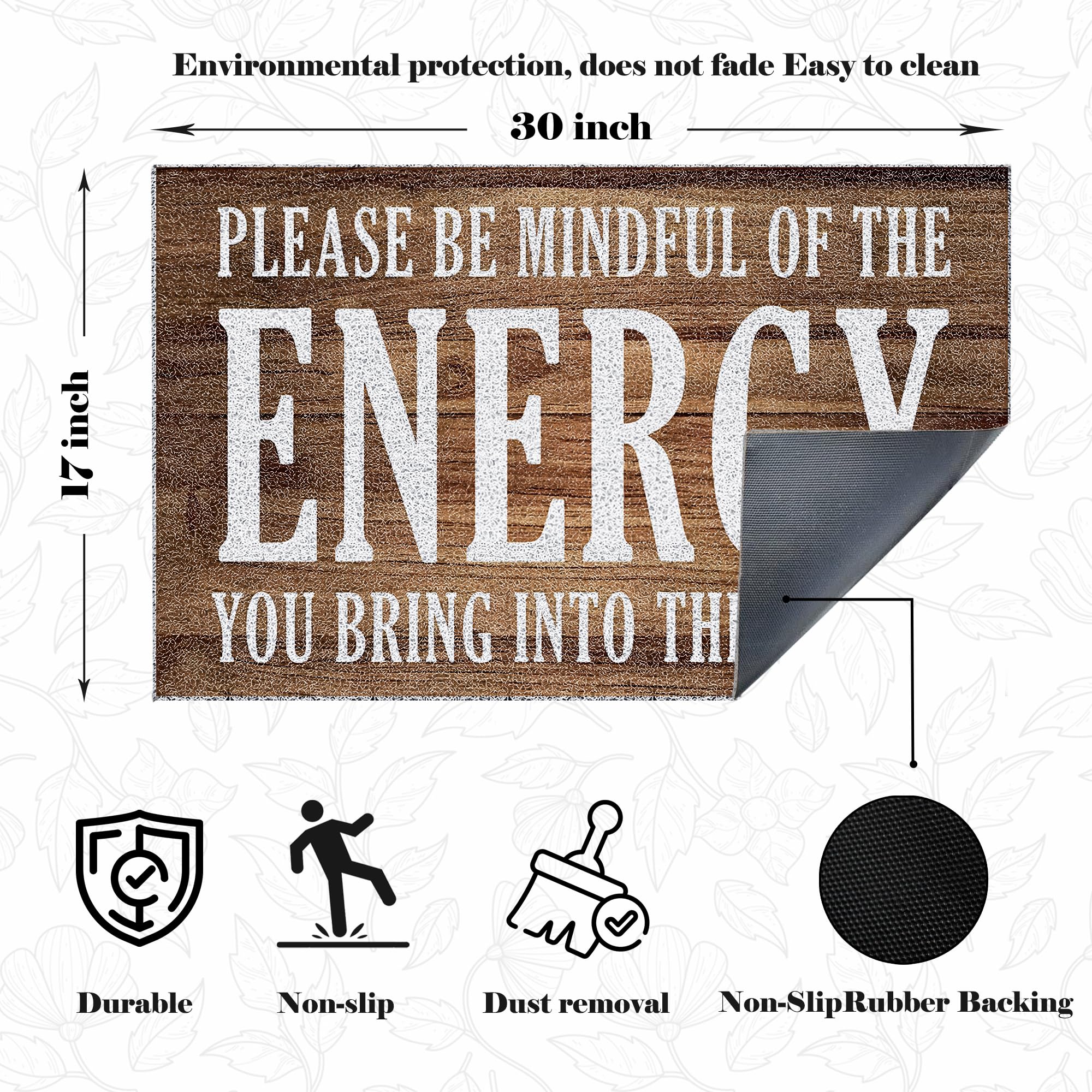 Luvadian Funny Welcome Mats For Front Door - Please Be Mindful Of The Energy You Bring Into This Space, Check Your Energy Door M