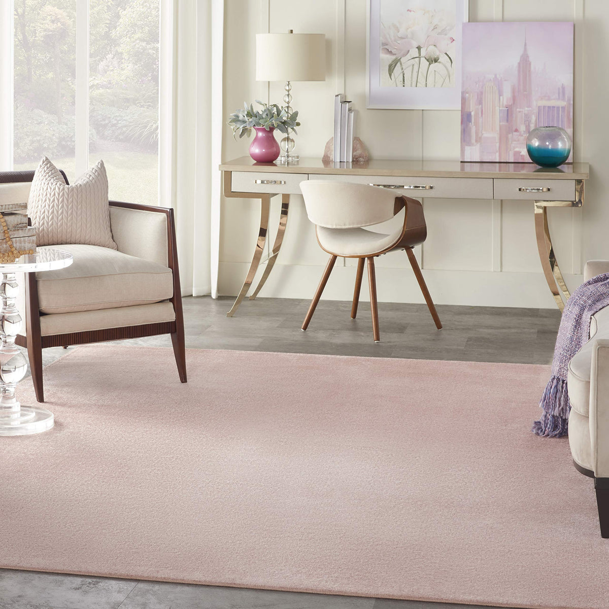 Nourison Essentials Indoor/Outdoor Pink 7' X 10' Area Rug, Easy Cleaning, Non Shedding, Bed Room, Living Room, Dining Room, Back