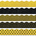 Whaline 69Ft Summer Glitter Bulletin Board Borders 5 Designs Yellow Black Bee Theme Decoration Trim Bee Bulletin Board Stickers