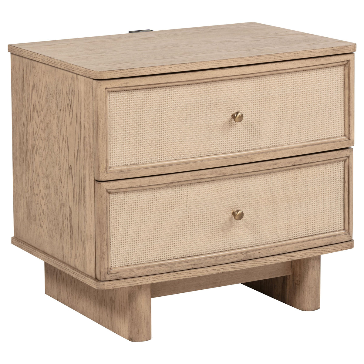 Coaster Home Furnishings Kailani Coastal Wood 2-Drawer Bedroom Nightstand Bedside Table Organizer Unit Beige Oak 225042