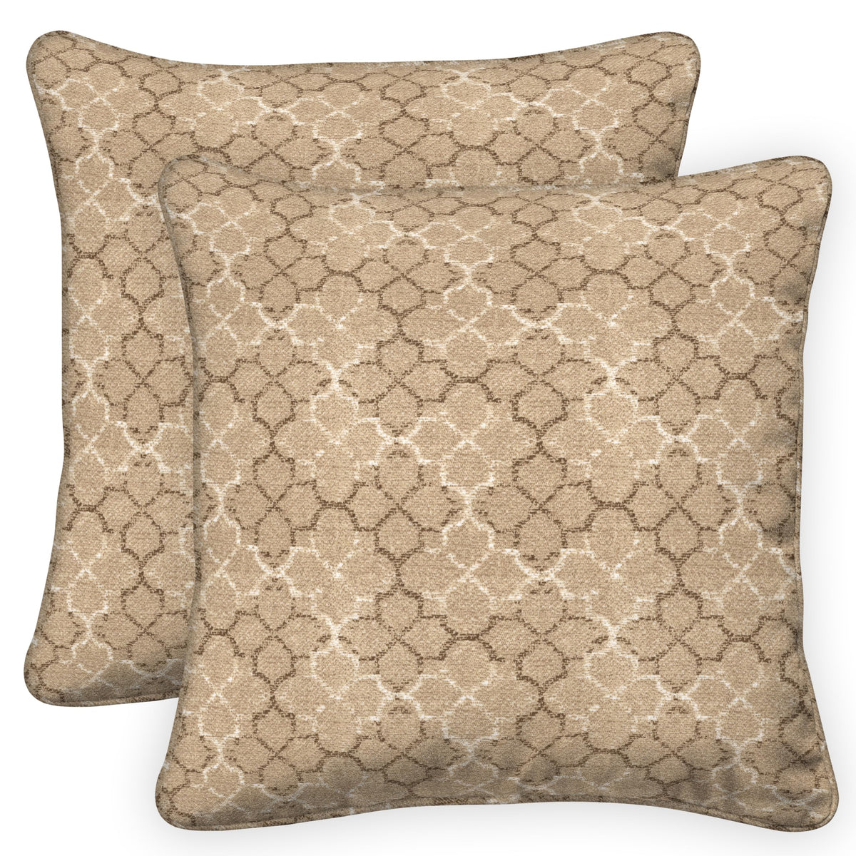 Honeycomb Outdoor Square Toss Pillow Cover Set, 18' W X 18' L,Courtyard Geo Almond Slipcover