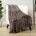 Pavilia Taupe Ombre Fleece Throw Blanket For Couch, Soft Flannel Blanket For Sofa Bed Room, Plush Lightweight Tan Light Brown Gr