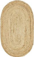 Unique Loom Braided Jute Collection Area Rug - Dhaka (3 3 x 5 1 Oval, Natural)
