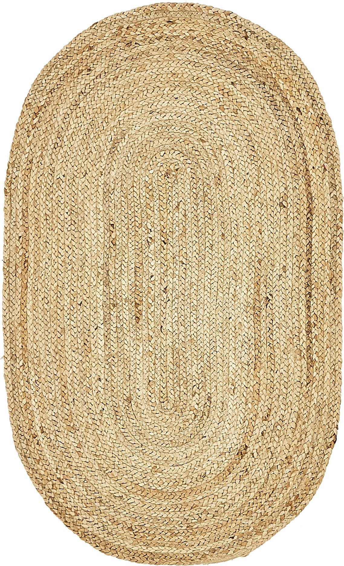 Unique Loom Braided Jute Collection Area Rug - Dhaka (3 3 x 5 1 Oval, Natural)
