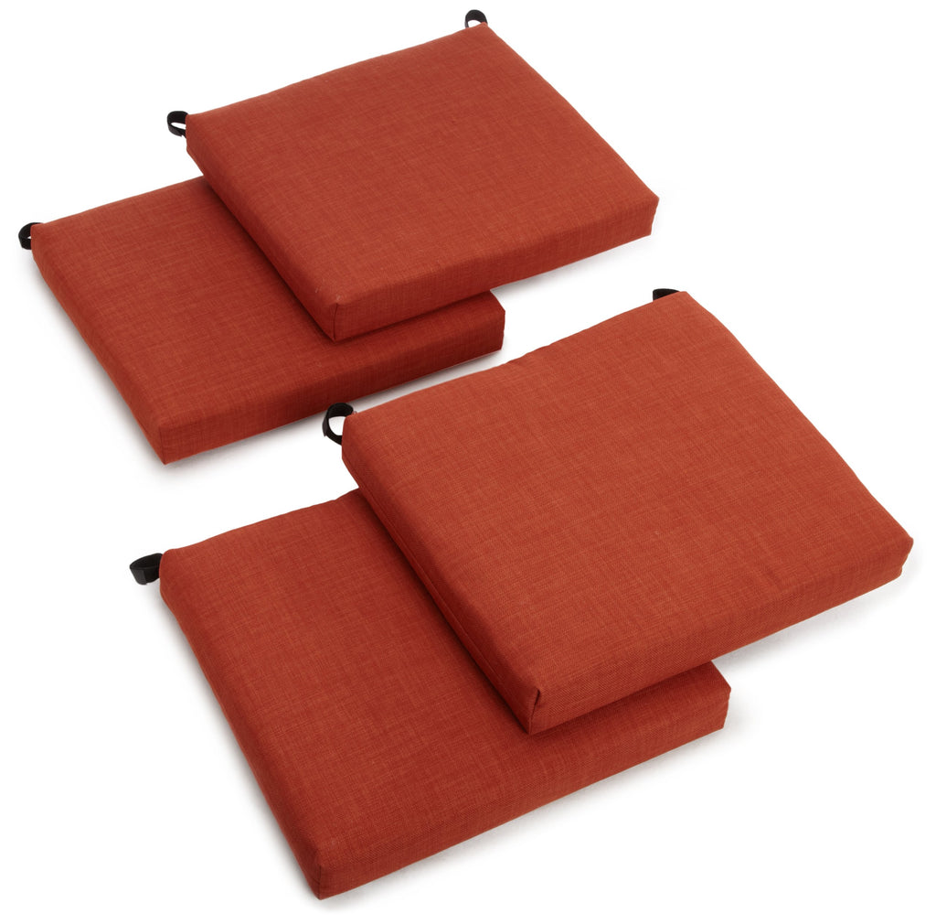 Blazing Needles Indoor/Outdoor Spun Poly 20-Inch By 20-Inch By 3-Inch All Weather Uv Resistant Zippered Cushions, Cinnamon, Set