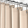 Neaterize Extra Long Shower Curtain For Bathroom Cream - Hotel Style Black Shower Curtains With Waffle Design, 72X84 Inches- Clo