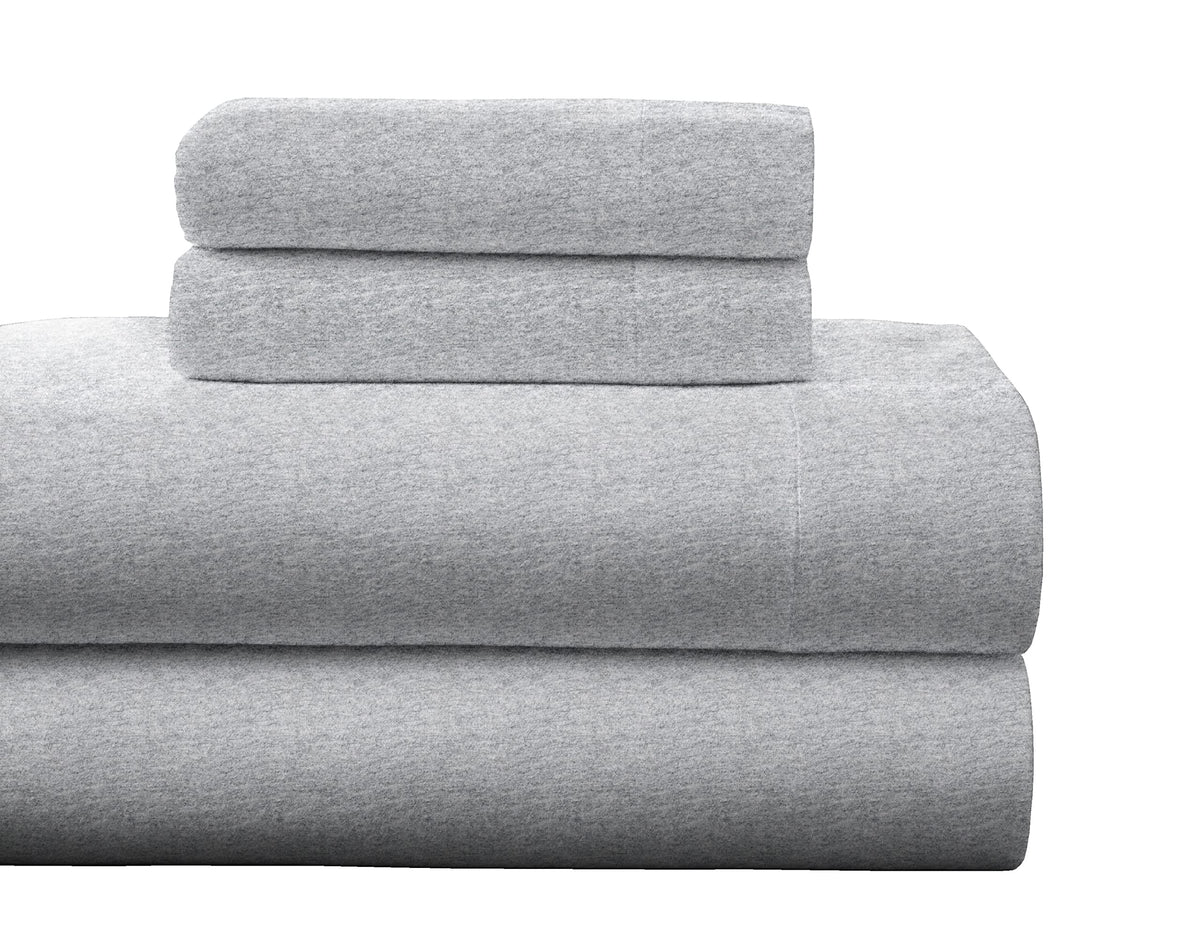 Pointehaven Flannel Deep Pocket Set With Oversized Flat Sheet, Twin, Heather Grey