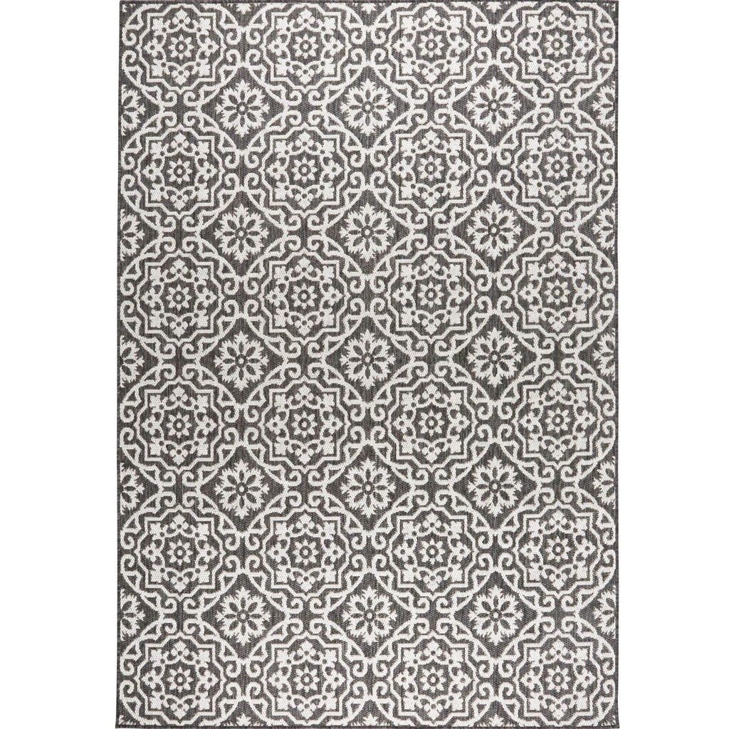 Nicole Miller New York Patio Country Danica Transitional Geometric Indoor/Outdoor Area Rug, Black/Grey, 5'2'X7'2'