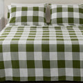 4 Piece 100% Turkish Cotton California King Green Printed Flannel Sheets Set | Deep Pocket, Soft Sheets | Warm, Double Brushed B