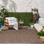 Nourison Versatile Modern Indoor/Outdoor Brown 9' X 12' Area Rug, Easy Cleaning, Non Shedding, Bed Room, Living Room, Dining Room, Backyard, Deck, Patio (9X12)