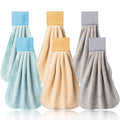 R HORSE 6Pcs Kitchen Hanging Towel Set Hand Hanging Towels with Hanging Loop Absorbent Coral Fleece Bathroom Hand Towel Soft Thi