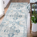 jinchan Area Rug 2x6 Washable Rug Runner Rug Hallway Indoor Vintage Blue Print Rug Retro Distressed Carpet Rug Thin Mat Foldable