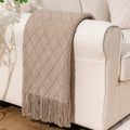 Battilo Home Khaki Throw Blanket, Beige Throw Blanket For Couch, End Of Bed Throws Spring Decorative Large Throw Tan (Beige, 52'