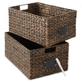 Casafield Set Of 2 Water Hyacinth Pantry Baskets, 12-1/2' X 17' X 8', With Chalkboard Labels And Chalk Marker - Espresso, Wov