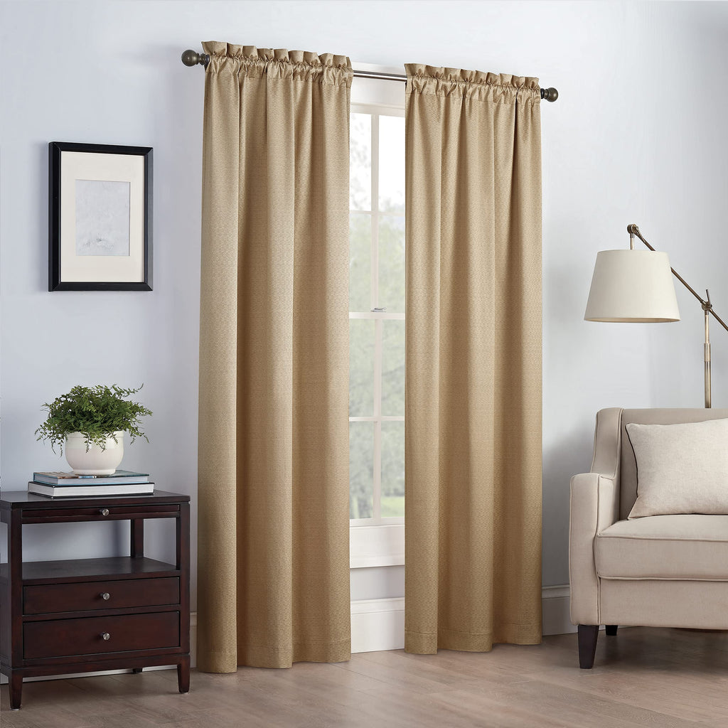 Eclipse Canova Thermal Insulated Single Panel Rod Pocket Darkening Curtains for Living Room, 42 in x 84 in, GOLD