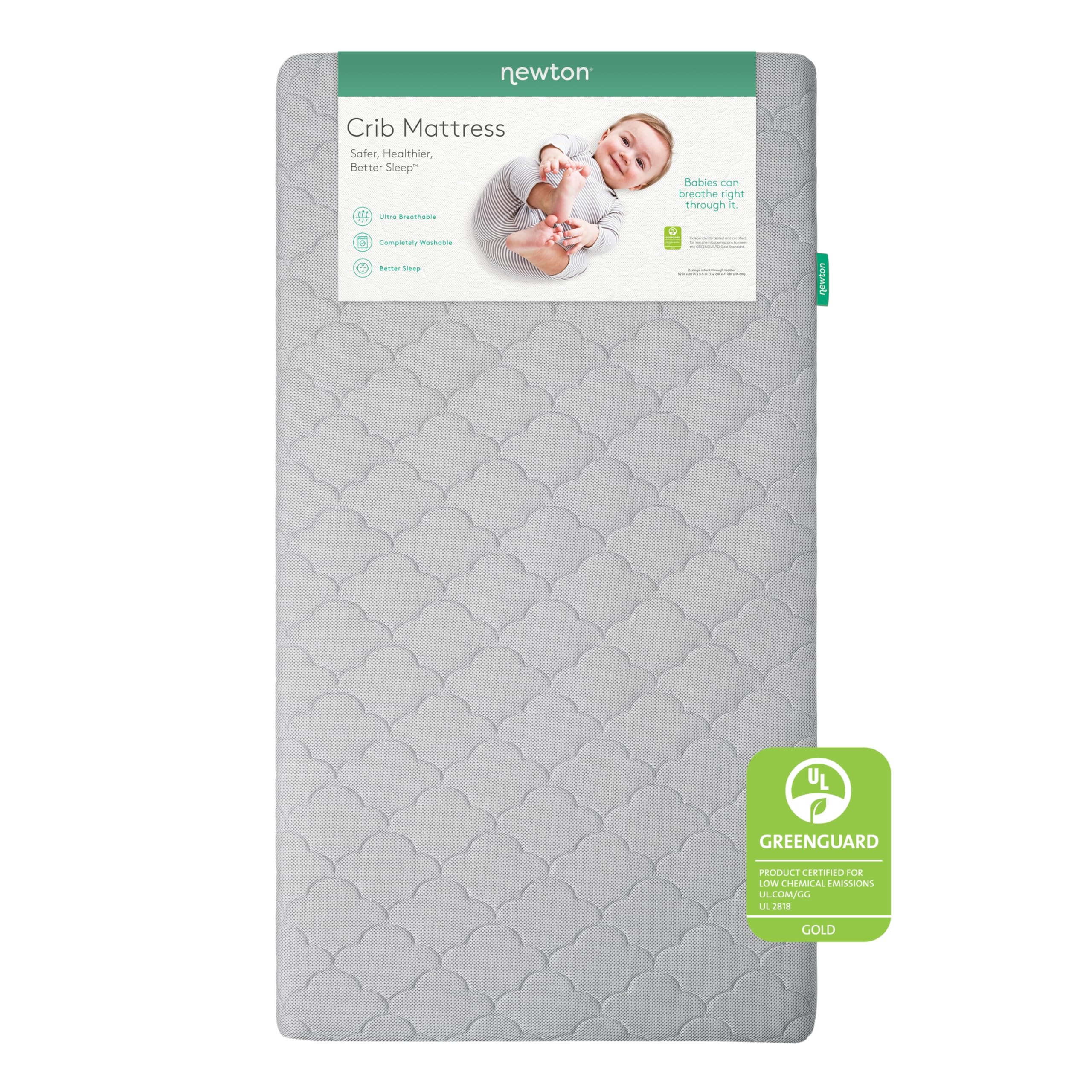 Newton Baby Crib Mattress And Toddler Bed - Ultra-Breathable Proven To Reduce Suffocation Risk, Washable Core & Cover, 2-Stage,
