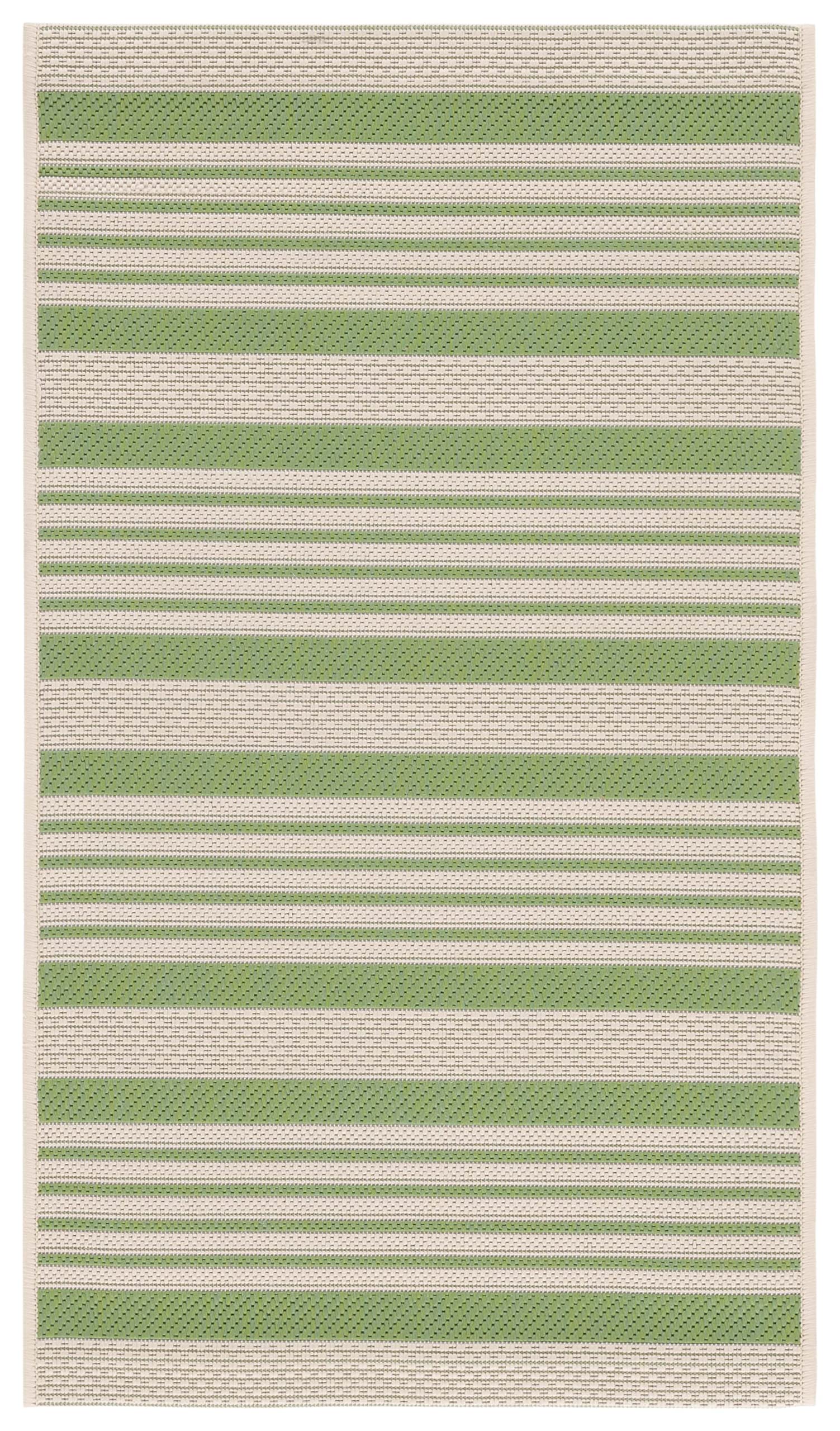 SAFAVIEH Courtyard Collection Accent Rug - 2' x 3'7'', Green & Beige, Stripe Design, Non-Shedding & Easy Care, Indoor/Outdoor & 