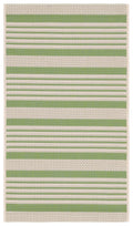 SAFAVIEH Courtyard Collection Accent Rug - 2' x 3'7'', Green & Beige, Stripe Design, Non-Shedding & Easy Care, Indoor/Outdoor & 