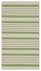 SAFAVIEH Courtyard Collection Accent Rug - 2' x 3'7'', Green & Beige, Stripe Design, Non-Shedding & Easy Care, Indoor/Outdoor & 