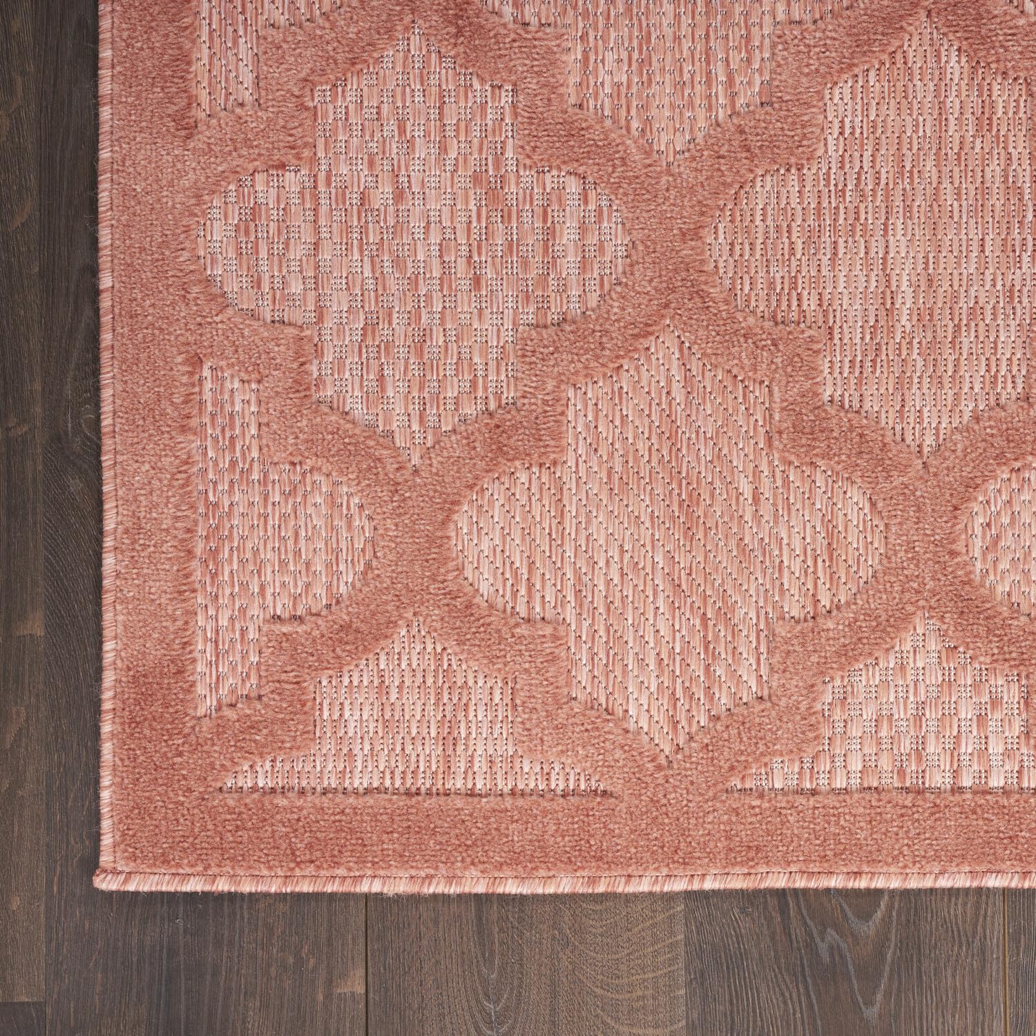 Nourison Easy Care Moroccan Coral/Orange 5' X 7' Area -Rug, Trellis, Easy -Cleaning, Non Shedding, Bed Room, Living Room, Dining Room, Backyard, Deck, Patio (5X7)