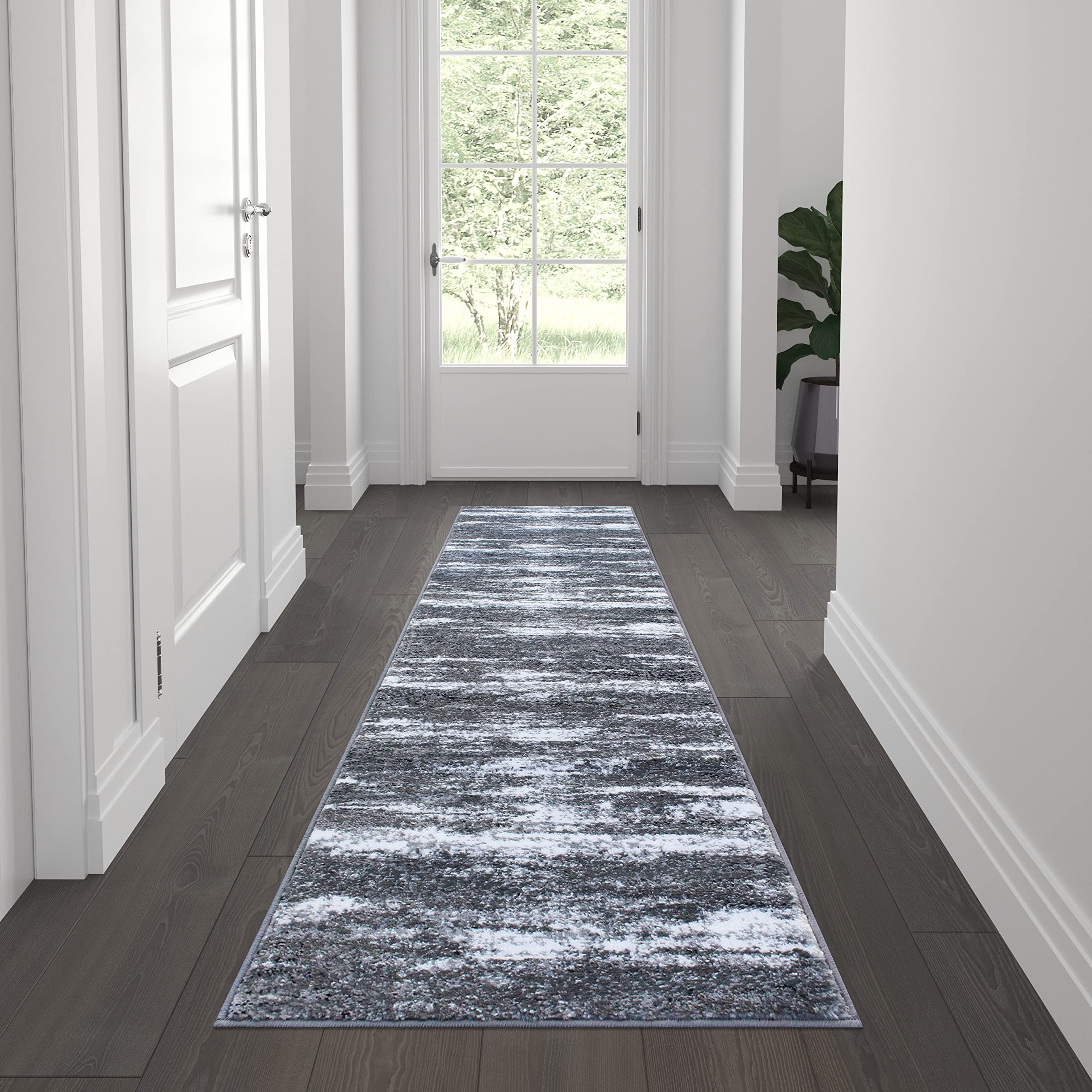 Flash Furniture Valli Collection Area Rug - High Pile Purple Olefin Rug - 2' X 7' Area Rug - Jute Backing - Hallway, Entryway, Bedroom, Living Room
