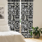 Ambesonne Southwestern Window Curtains, Monochrome Colors Design With Zigzags Arrows And Cultural Motifs, Lightweight Decor 2-Pa