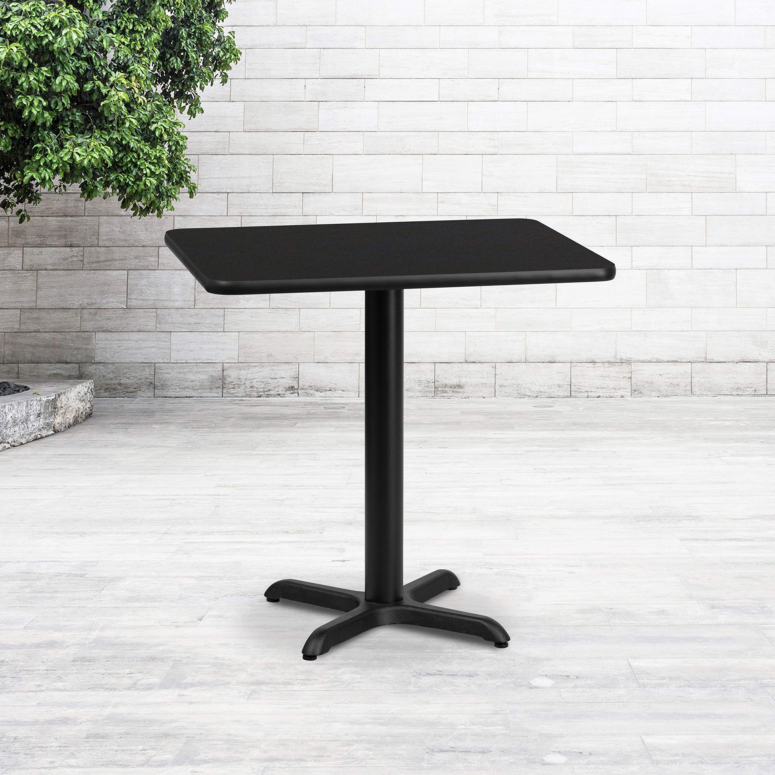 Flash Furniture Stiles 24'' x 30'' Rectangular Black Laminate Table Top with 22'' x 22'' Table Height Base