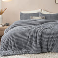 Bedsure Fluffy Comforter Set King - Super Soft Faux Fur Comforter King Size Grey, Winter Warm Fleece Bedding Set, Plush Fuzzy Be