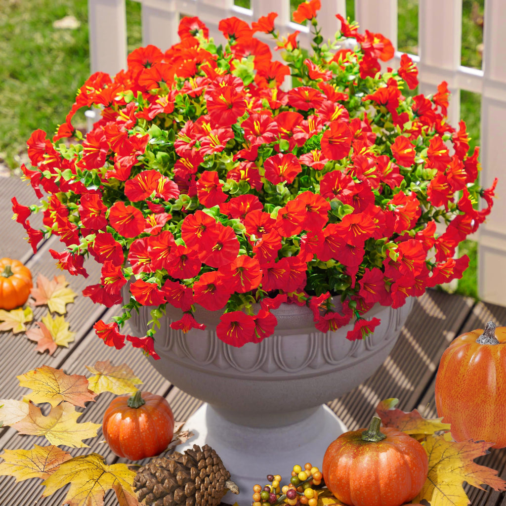 Ivydale Artificial Fake Plants Flowers for Outdoor Outside Summer Fall Decoration, 12 Bundles Faux Silk Realistic UV Resistant R