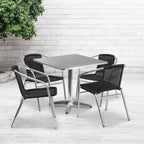 Flash Furniture 31.5'' Square Aluminum Indoor-Outdoor Table Set with 4 Black Rattan Chairs
