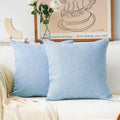 Home Brilliant Set Of 2 Decor Linen Euro Shams Large Throw Pillow Covers Cushion Covers For Patio, 26 X 26 Inch(66Cm), Light Blu