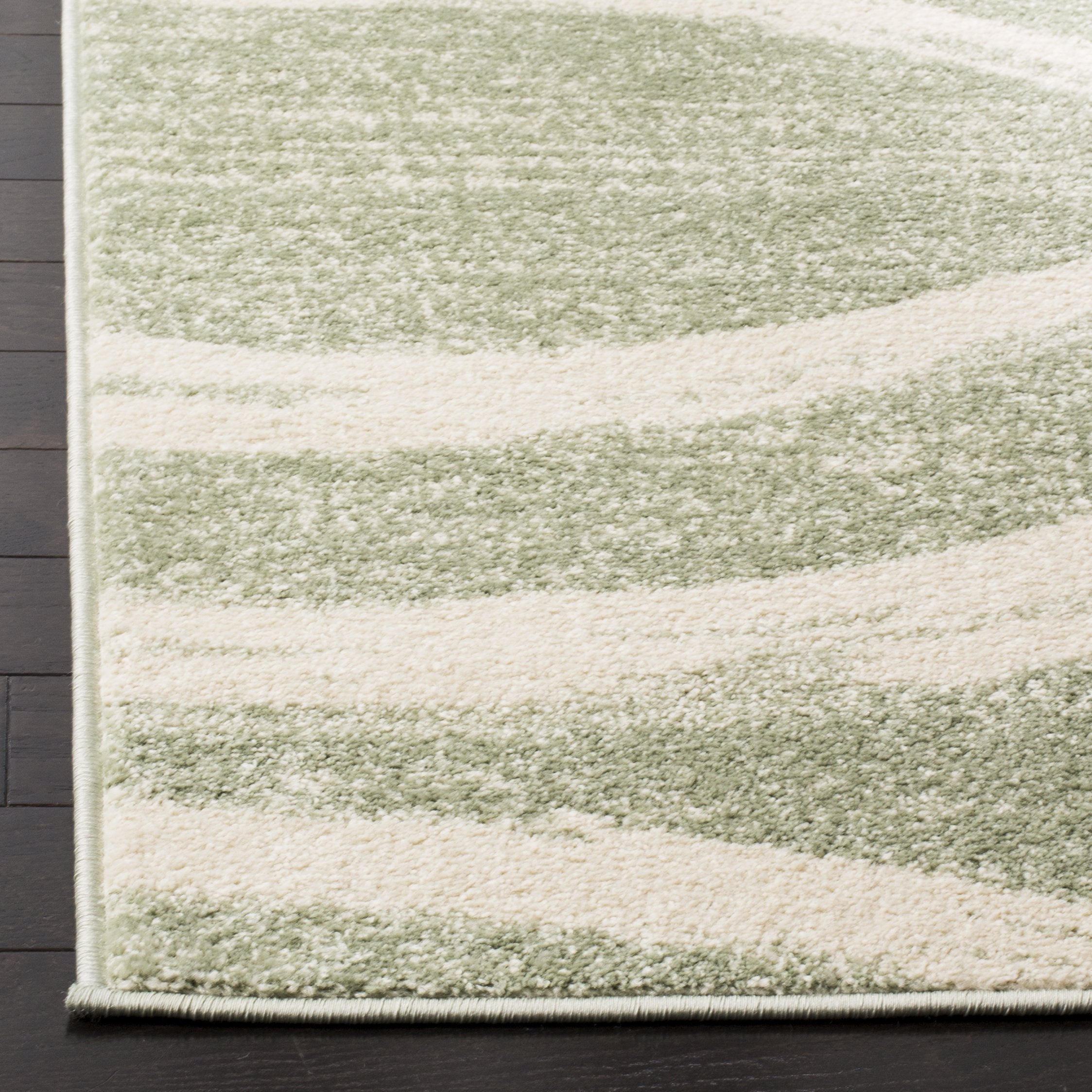 Safavieh Adirondack Collection X-Large Area Rug - 2'6'' X 22', Sage & Cream, Modern Wave Distressed Design, Non-Shedding & Easy