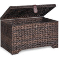 165L Handwoven Wicker Storage Basket with Lid, Large Storage Trunk
