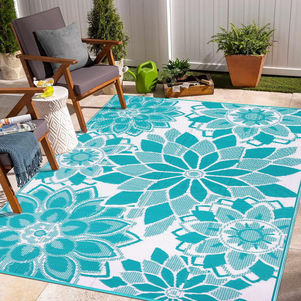 Lokhom Outdoor Rug For Patio, 6'X 9' Reversible Plastic Straw Area Rugs Mat, Waterproof Mat For Camper Indoor Outdoor Carpet For