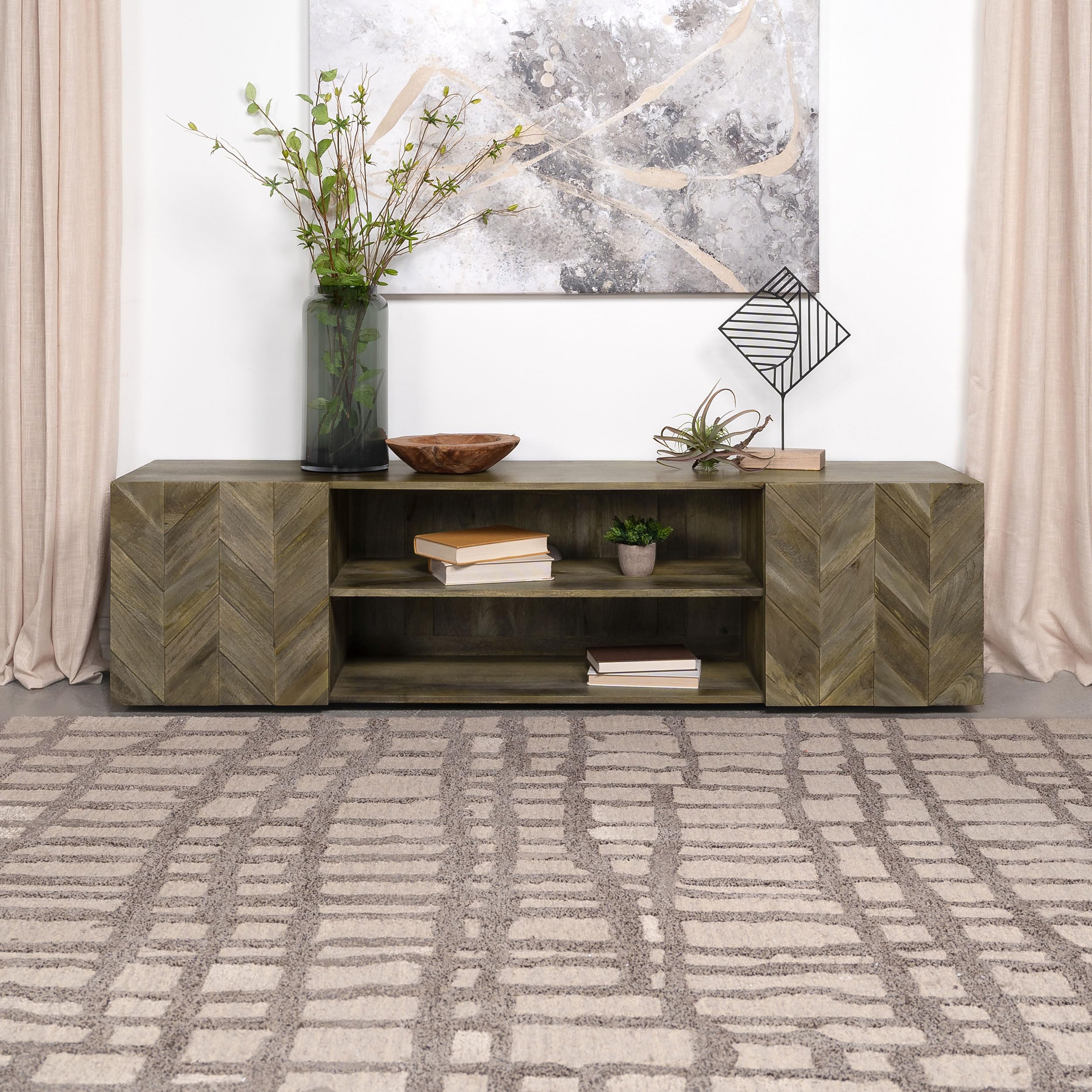 Coaster Keese 2-Door 70&quot; TV Stand with Storage Shelves Mango Brown