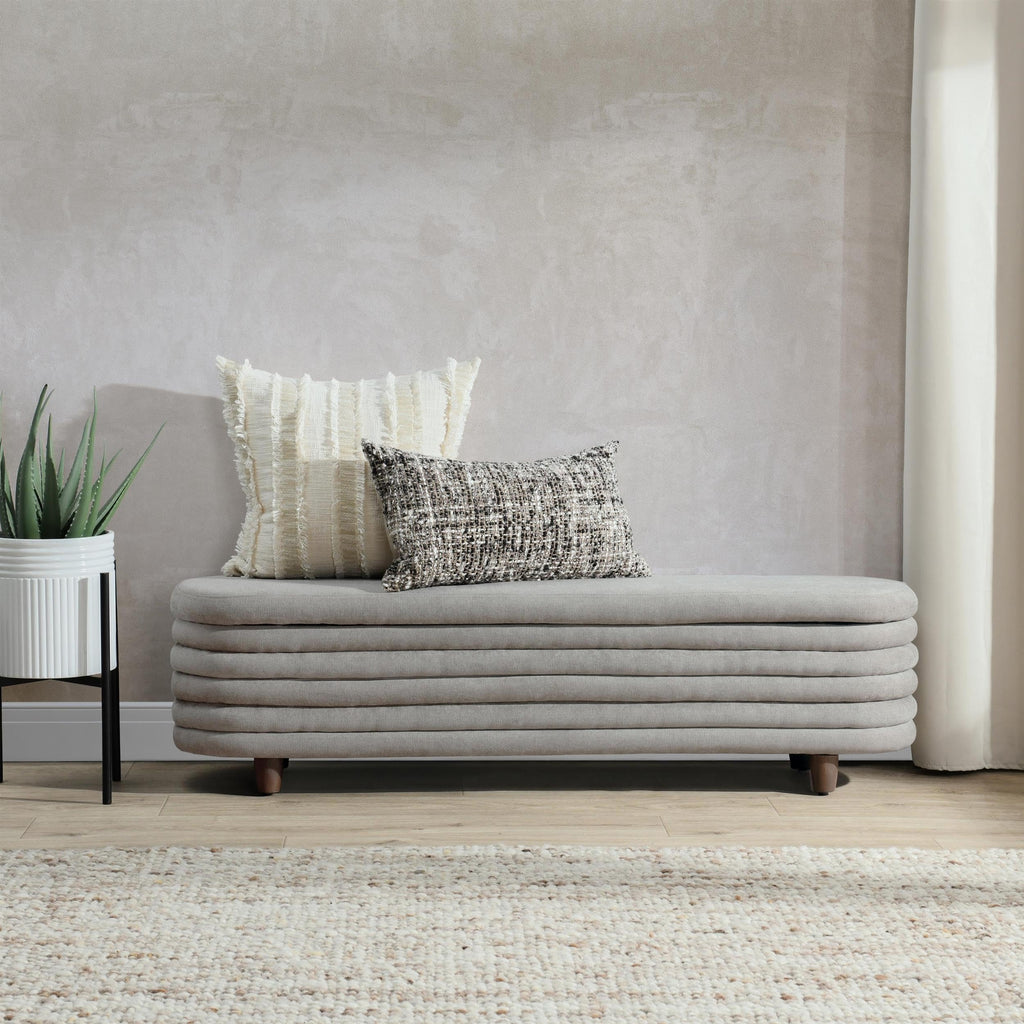 Kosas Home Anders Contemporary Polyester Storage Bench In Gray Finish