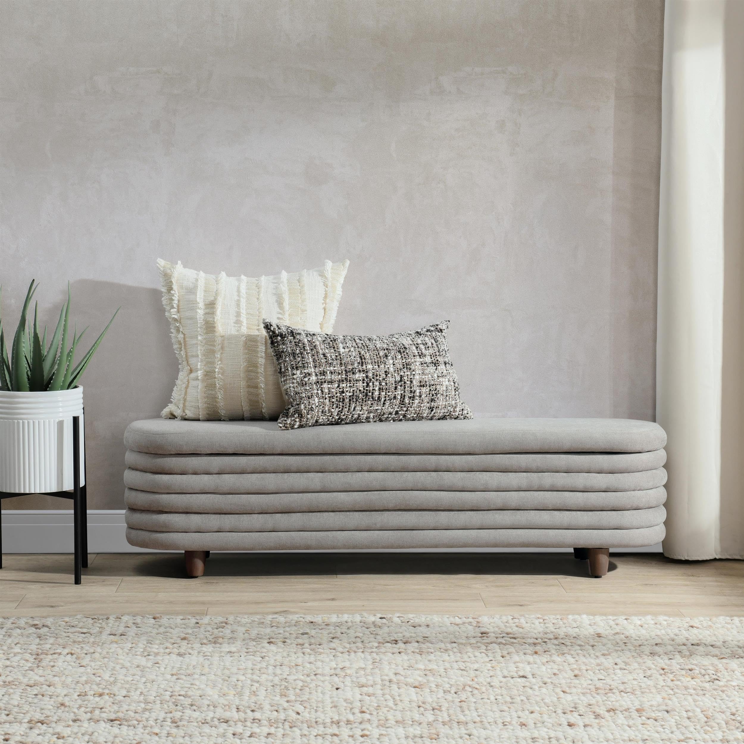 Kosas Home Anders Contemporary Polyester Storage Bench In Gray Finish