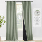 PANELSBURG Sage Green 100% Blackout Curtains 108 Inch Length for Living Room 2 Panels Aesthetic Boho Greyish Light Green Room Da