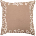 Ardenmead 100% Cotton Chain Stiched Embroidered Tradional Pattern Zippered Cushion Cover (Beige | 16X16 Inches | Set Of 2)