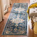 SAFAVIEH Madison Collection Runner Rug - 22 x 6, Blue & Light Blue, Boho Chic Medallion Distressed Design, Non-Shedding & Easy