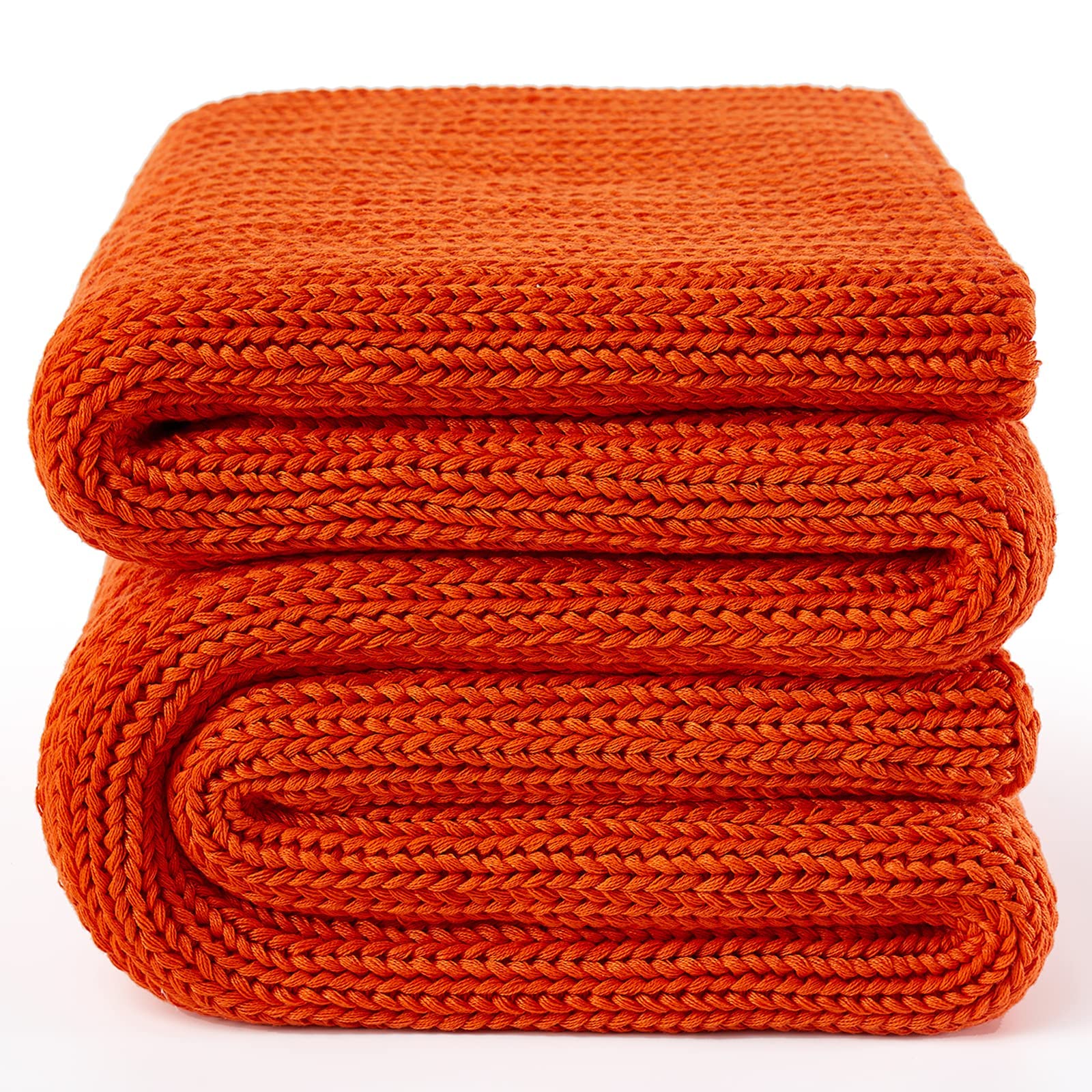 Guohaoi Knitted Weighted Blanket(Orange 50''x60'' 5lbs),Home D  cor Cooling Throw Blanket for Hot Sleepers,Hand Made Chunky Knit